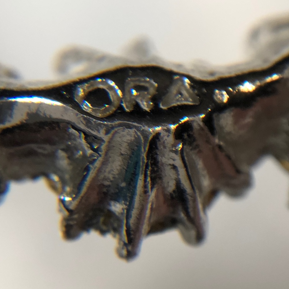 Vintage ORA Rhinestone Silver Tone Clip Earrings - Picture 6 of 8